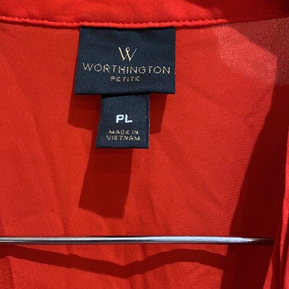 Worthington blouse Red Button up with Tie - Picture 4 of 5